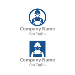 Construction Workers Logo Template Design Vector, Emblem, Design Concept, Creative Symbol, Icon