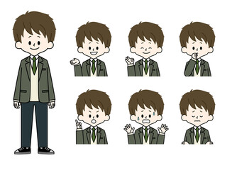 男子学生の表情セット