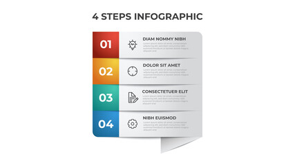 4 list of steps, row layout diagram with number sequence, infographic element template