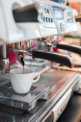 black coffee morning on coffee maker