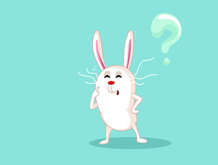 Funny White Rabbit Having Many Questions