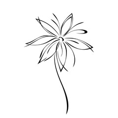 ornament 1609. one stylized blooming flower on a short stalk without leaves in black lines on a white background