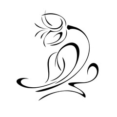 ornament 1611. decorative element with a stylized flower bud, leaf and curl in black lines on a white background