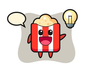 Popcorn character cartoon getting the idea
