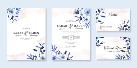 Beautiful wedding card invitation with watercolor floral