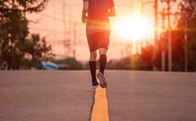 Blurry subject Man running on road