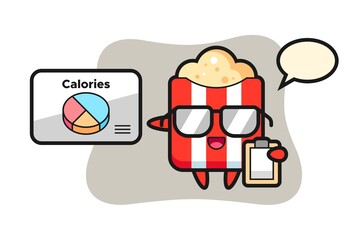 Illustration of popcorn mascot as a dietitian
