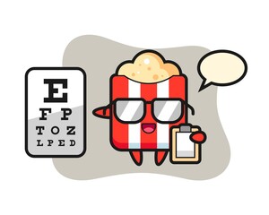 Illustration of popcorn mascot as a ophthalmology