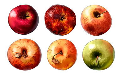 collection of stylized isolated ripe apple for your illustrations