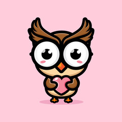 vector design of cartoon animal owl holding love