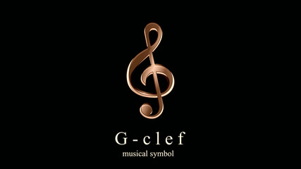 Obraz premium The G-clef, musical symbol. Illustration with reference to art. Logo, poster of music, writing sign. Elegance in the icon in ocher tones and design effects. Distinguished background.