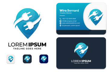 Electrical plug logo with business card design