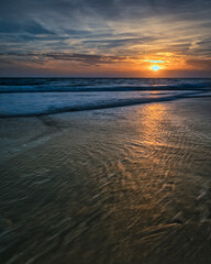 USA, New Jersey, Cape May National Seashore. Sunset on seashore.