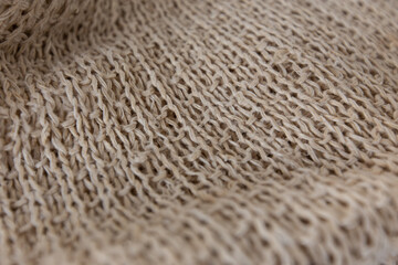 Natural fabric handmade from rough hemp thread.