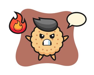 Round Biscuits Character Cartoon with angry gesture