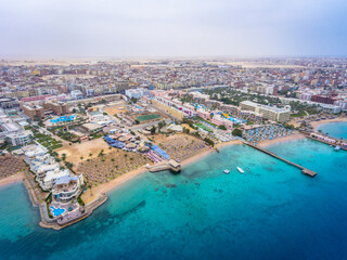 Fototapeta na wymiar An aerial view on Hurghada town in Egypt