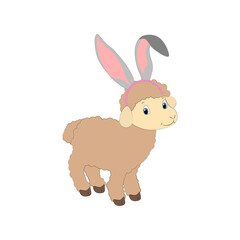 Easter lamb wearing bunny ears vector illustration