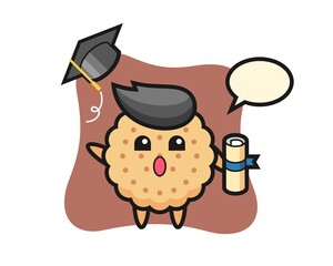 Illustration Of Round Biscuits Cartoon throwing the hat at graduation