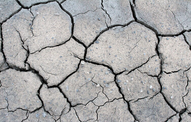 Large cracks from dry earth. Drought on earth