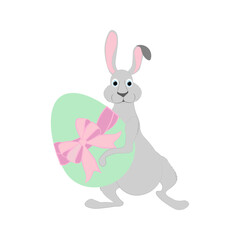 Easter rabbit with egg cute animal vector illustration
