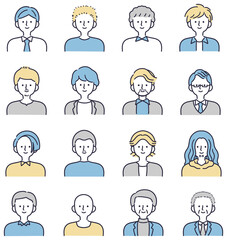 笑顔の男性セット　シンプルイラスト