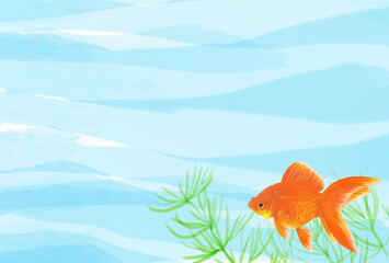 水槽に金魚が泳いでいる夏イメージの背景イラスト Wall Mural Hi Na 水槽に金魚が泳いでいる夏イメージの背景イラスト Wall Mural Hi Na