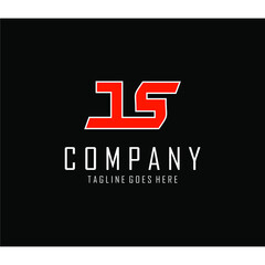 logo combined letters J and S color orange white outline