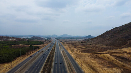 Aerial view of empty highway