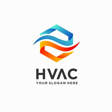 HVAC logo with hexagon concept