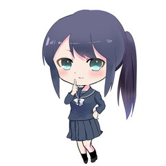 イラスト素材 マスクをしているブレザーの制服の女の子 Wall Mural ヒメヤマユリ