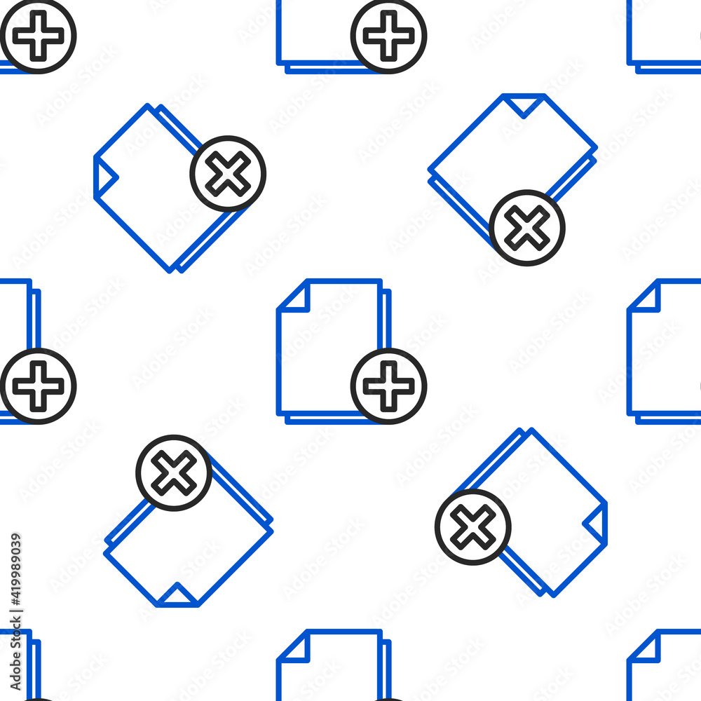 Poster line add new file icon isolated seamless pattern on white background. copy document icon. colorful o