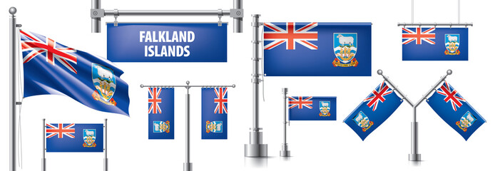 Vector set of the national flag of Falkland Islands in various creative designs