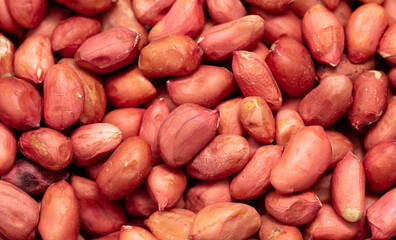 Obraz premium Close up of peanut nuts as background. Macro