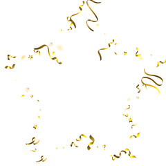 Holiday Serpentine. Gold Foil Streamers Ribbons.