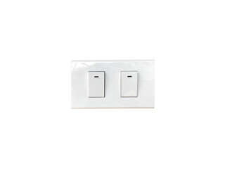 isolated light, power switch on-off 2 button on white background with clipping path. It can be used in billboards for electrical equipment stores