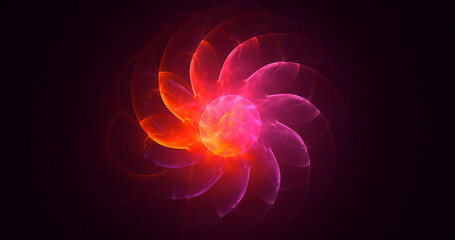 3D rendering abstract multicolored fractal light background with bright center