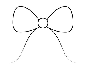 
Decorative bow. Sketch. Decoration for a gift, surprise, bouquet with ribbons. The ribbon is beautifully tied. Knot. Vector illustration. Coloring book for children. Valentines Day, birthday, wedding
