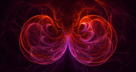 3D rendering abstract multicolored fractal light background with bright center