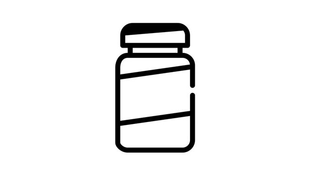 vitamin bottle for cat black icon animation
