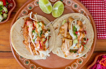 Tacos capeados de camarón y pescado 