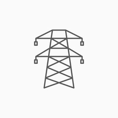 electric tower icon, high voltage power vector