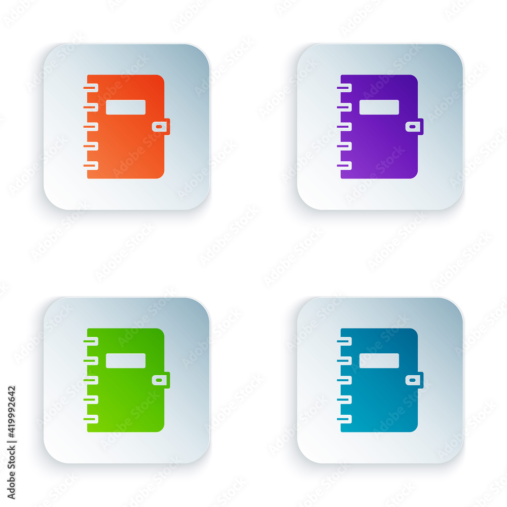 Aufkleber color notebook icon isolated on white background. spiral notepad icon. school notebook. writing pad.