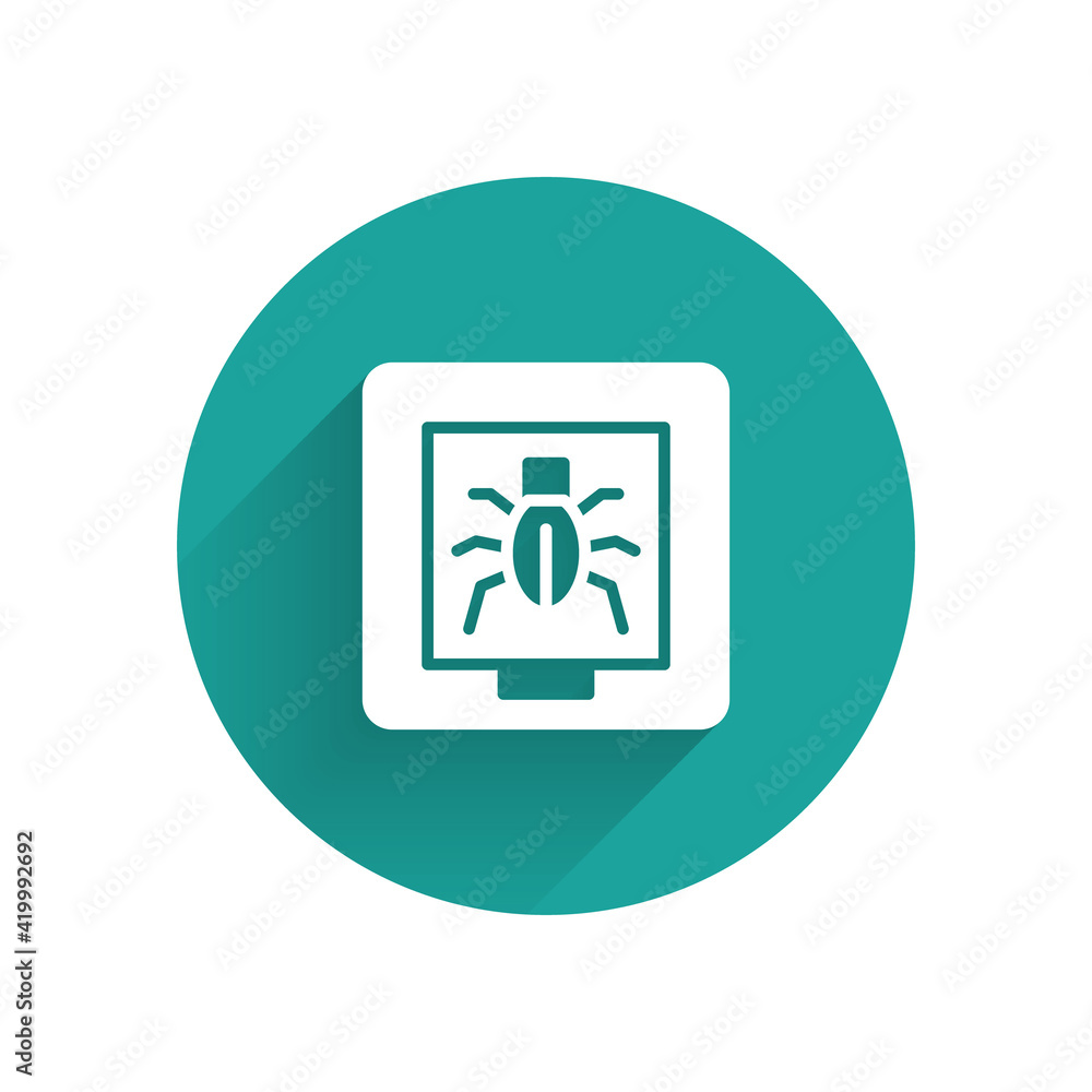 Aufkleber white insects in a frame icon isolated with long shadow. herbarium. green circle button. vector