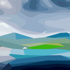 Mountain landscape with clouds background