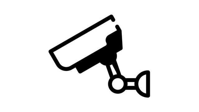 secure video camera black icon animation
