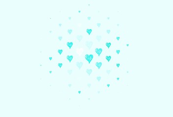 Light Green vector backdrop with sweet hearts.