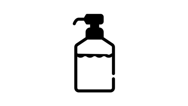 disinfectant bottle with pump black icon animation