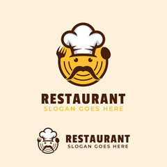 restaurant logos of delicious food within professional chef symbol icon design