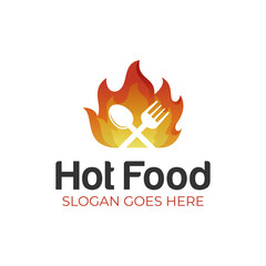 restaurant logos of hot food, BBQ, hot grill, spicy food logo symbol icon design