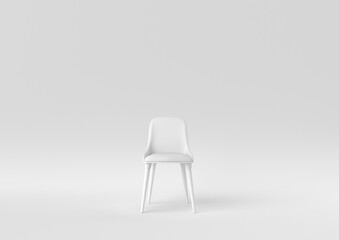 white modern chair on white background. minimal concept idea. monochrome. 3d render. - 419994451